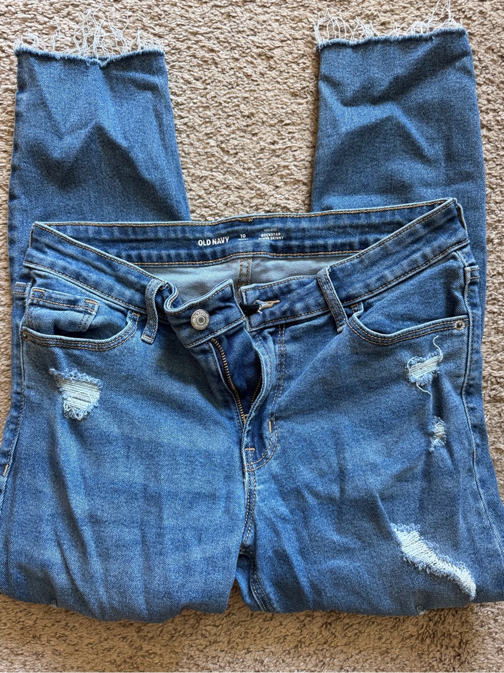 Old Navy Distressed Cropped skinny Blue Denim Jeans